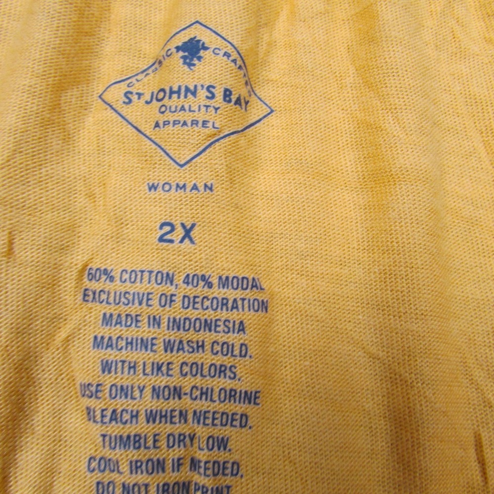 St. John's Bay Shirt Womens Plus 2X Orange 3/4 Sleeve Embroidered Tunic Top - Picture 5 of 8